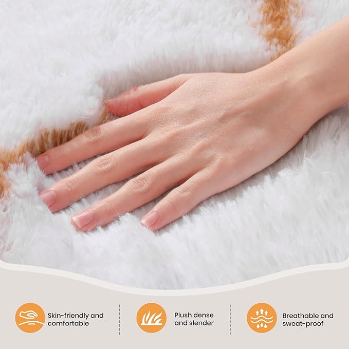 Zentavio Area Rugs for Living Room Rugs for Bedroom 4x6 Carpet Fluffy Fuzzy Soft Shag Aesthetic Plush High Pile Throw Rug for Nursery Kids Room Dorm Honeycomb Khaki
