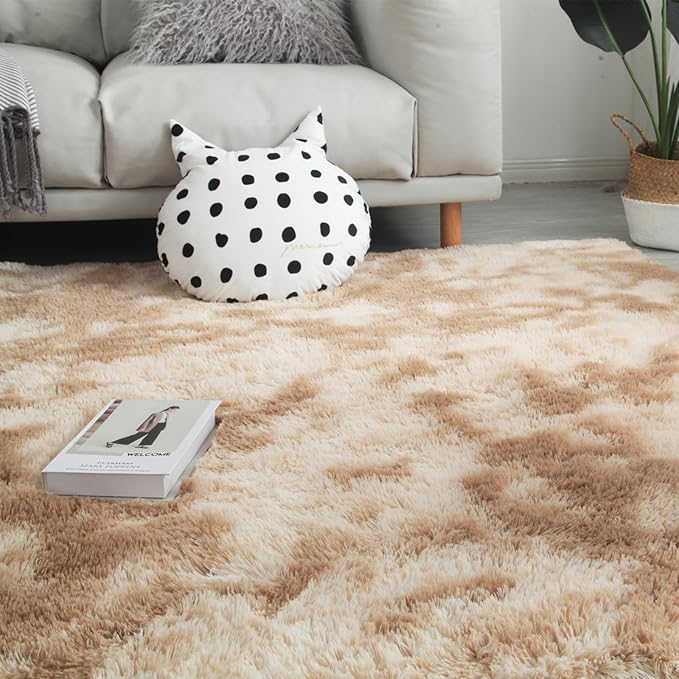 9X12 Large Area Rugs for Living Room Bedroom,Big Shag Rug for Bedroom Dorm,Soft Fluffy Indoor Carpet Nursery Rugs for Kids Girls Room Home Decor,Camel