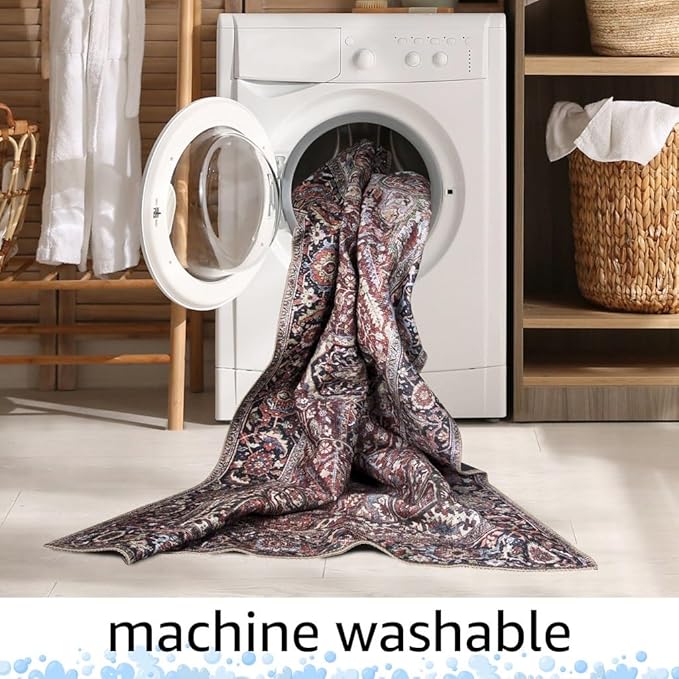 Keen Home Design Machine Washable Area Rugs with Non-Slip Backing, Ideal for Hallway, Living Room, Bedroom, Kitchen and Laundry Room, Vintage Moroccan and Low Pile Rug - (2'6'' x 12'), 304102