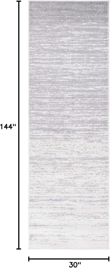SAFAVIEH Adirondack Collection Runner Rug - 2'6" x 12', Ivory & Silver, Modern Ombre Design, Non-Shedding & Easy Care, Ideal for High Traffic Areas in Living Room, Bedroom (ADR113B)