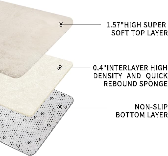 Sour Lemon Area Rugs 8x10 Living Room, Cream Large Area Rug Shag Shaggy Carpet Soft Plush Furry Bedside Rugs, Machine Washable Area Rugs for Bedroom Kids Girls Boys Home Decor Anti Slip
