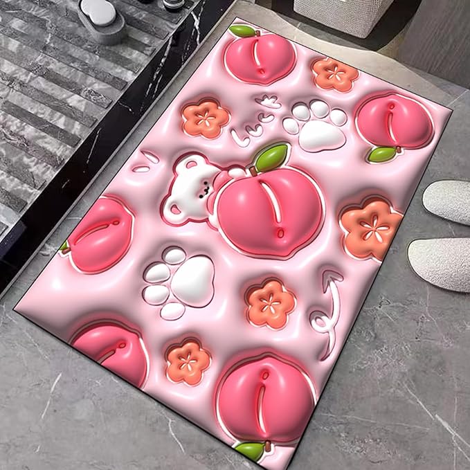 3D Visual Bath Mat, Non Slip Rubber Backed Quick Dry Mat Washable for Outside Bathtub Shower Room 24×16"