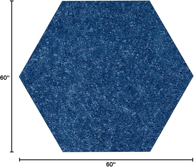 Solid Color Area Rugs Royal Blue - 5' Hexagon, Indoor, Stain & Fade Resistant, Perfect for Living Room, Bedroom, Dining Room, Entryway, Doorway, Pet & Kids Friendly Rug, Wedding, Made in USA
