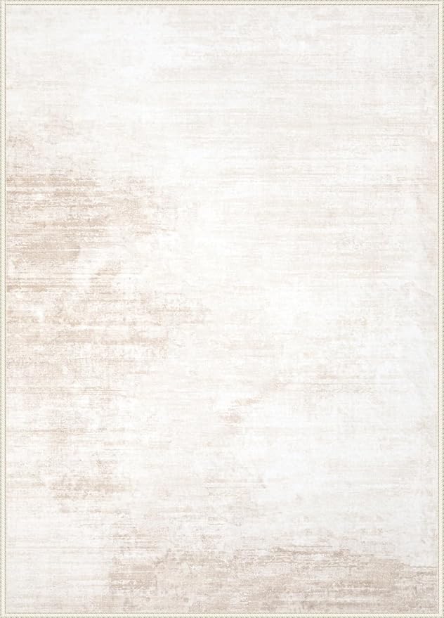 Area Rug 3x5 Washable Rug: Living Room Modern Abstract Rug Soft Non Slip Neutral Rug Stain Resistant Small Rug Indoor Door Mat for Bedroom Kitchen Nursery Hallway Entryway Office(Beige,3'x5')