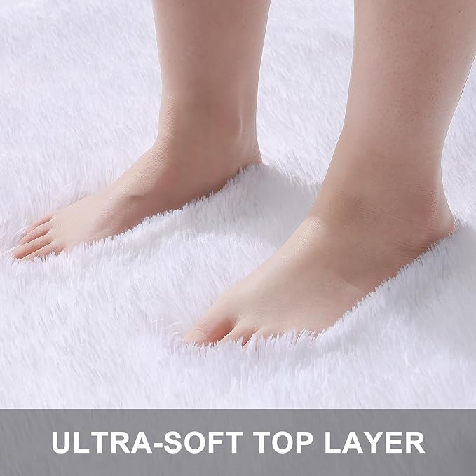 OLANLY Area Rugs for Living Room Bedroom, Machine Washable 4x5.9 Feet Soft Fluffy Shaggy Bedside Rug, Indoor Floor Carpet for Kids Girls and Boys, Dorms, Nursery Rooms, Home Decor Aesthetic, White