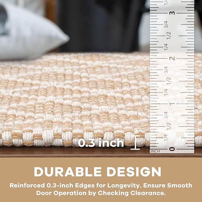 KOZYFLY Runner Rug 2x6 Ft Washable Runners for Hallways Non Slip Rubber Backed Kitchen Runners, Cotton Entryway Runner Indoor, Floor Carpet for Hallway Kitchen Entryway Bedroom, Tan/Beige