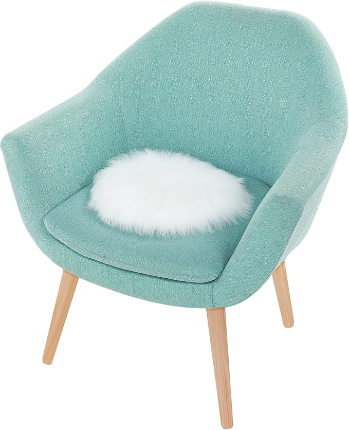Molain Faux Fur Chair Pad 12 inch Round Cover Seat Cushion Pad Carpet Mat Soft Fluffy Area Rug for Seat Pad Couch Pad,Photographing Background of Jewelry(White)
