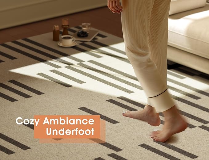 Telephant Modern Machine Washable Area Rug, 3x5, Spill-Proof Surface, Non-Slip Backing, Cozy Soft Faux Wool, Printed, Entryway, Kitchen, Laundry Room - Miro