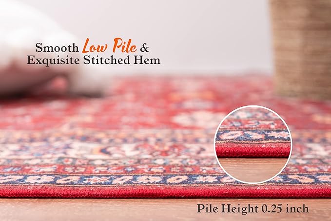 Rugland 2'6x8' Runner Rug - Stain Resistant Entryway Rug, Anti Slip Backing Hallway Runner Rug, Vintage Tribal Area Rugs(TPR10-Burgundy, 2'6x8')