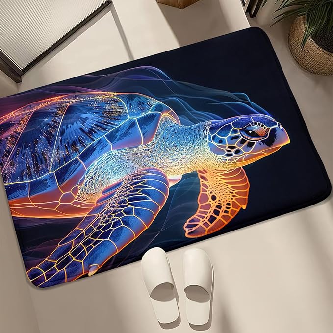 Sea Turtles Rug - Seafloor Turtle Area Rug for Kids 35" L x 23" W Ripple Ocean Life Turtles Carpet Rugs for Bedroom Living Room Kids Room Decor