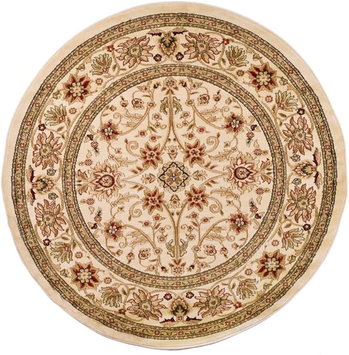 SAFAVIEH Lyndhurst Collection 10' Round Ivory/Ivory LNH212L Traditional Oriental Non-Shedding Living Room Bedroom Area Rug