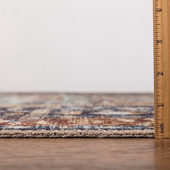 Keen Home Design 2x10 Rug - Machine Washable Runner Rug with Non-Slip Backing, Ideal for Hallway, Entryway, Kitchen, Laundry Room - Vintage, Easy Clean, Durable, Low Pile Rug - (2'6" x 10')
