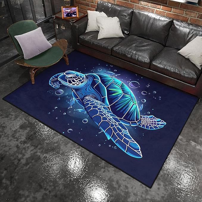 Sea Turtles Rugs - Sea Turtle for Kids Boys Coastal Rug for Bedroom Ocean Life Theme Decor Ocean Carpet Rug, 80 x 58 Inches