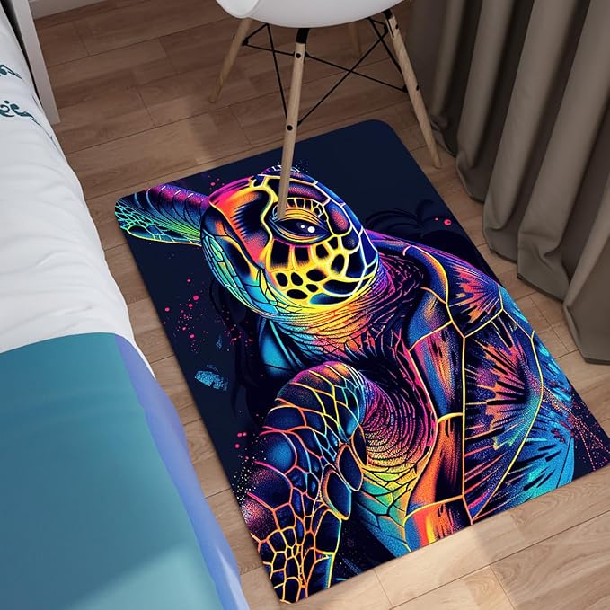Sea Turtle Carpet Rugs - Kids Coastal Rugs for Bedroom Ocean Life Theme, 2'×3'