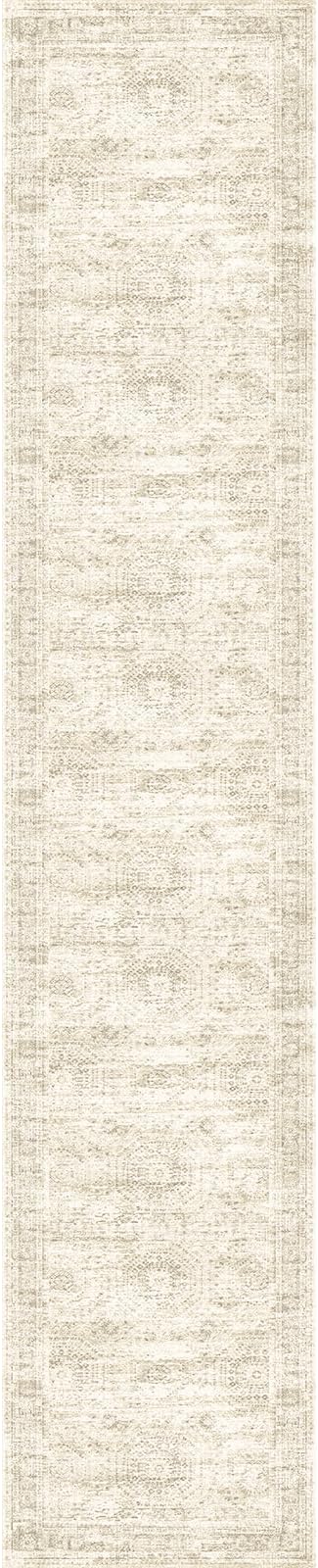 Runner Rug 2'6" x 14' Washable Non-Slip Runner Rugs for Kitchen Bathroom Laundry Room Vintage Ultra Thin Runners for Hallway Entryway Beige