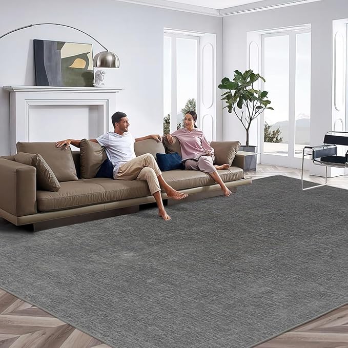 Washable Rugs 8x10 Area Rugs for Living Room,Bedroom and Dining Room- Large Ultra Soft Faux Wool Retro Carpets,Non Slip&Non-Shedding Low Pile Vintage Print Rug for Home Office- Galaxy Grey