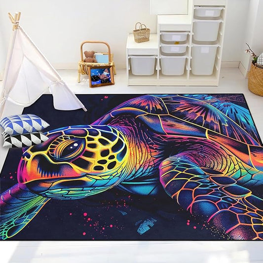 Sea Turtles Rugs for Kids - Sea Turtle Area Rug 4'5"×6' Ocean Life Turtles Carpet for Bedroom Living Room Ocean Turtle Kids Room Decor