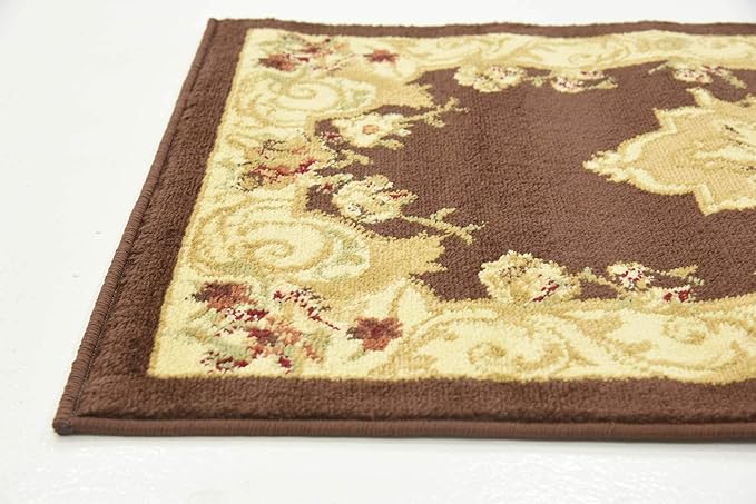 Unique Loom Versailles Collection Traditional Classic Floral Motif Area Rug (2' 2 x 6' 0 Runner, Brown/ Ivory)