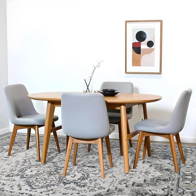 Washable Area Rug Vintage - Living Room Farmhouse Oriental Rug 6x9 Distressed Non-Slip Stain Resistant Carpet for Bedroom Dining Room Home Kitchen Office (6x9 Grey/Blue)