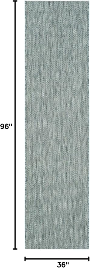 SAFAVIEH Courtyard Collection CY8521 Indoor/ Outdoor splashpoof Easy scrubbing Patio Backyard Mudroom Runner-Rug, 2'3' x 8', Aqua/Grey
