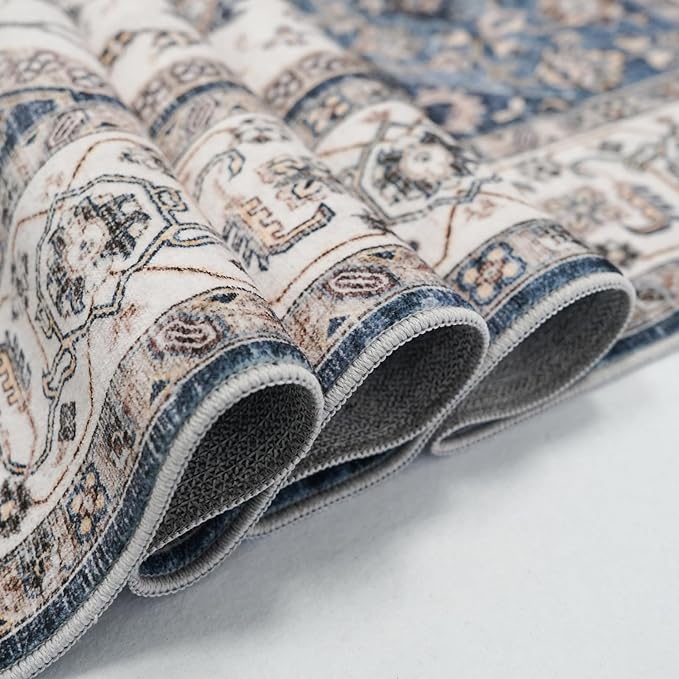 RUUGME Hallway Runner Rug 2x6 - Washable Boho Rugs for Living Room Stain Resistant Carpet Vintage Tribal Rugs for Bedroom Kitchen with Non Slip Backing Decor Floor Decoration Mat 2x6 Navy/Blue