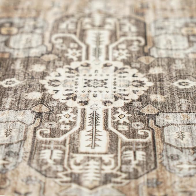 RUUGME Washable 2x3 Area Rugs - Large Boho Rugs for Living Room Stain Resistant Carpet Vintage Tribal Rugs for Bedroom Kitchen Bathroom with Non Slip Backing Home Decor Floor Decoration Mat 2x3 Beige