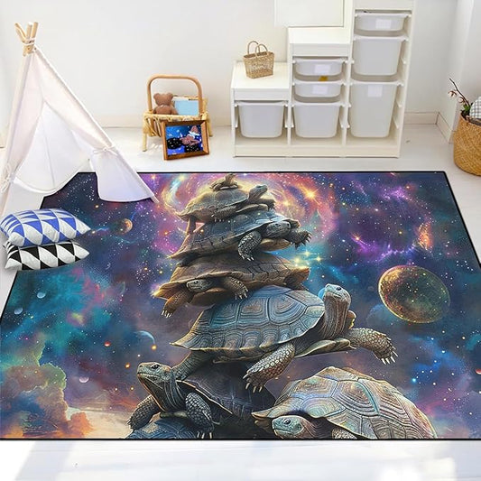 Sea Turtles Coastal Rugs - Kids Sea Turtle Rug for Bedroom Ocean Life Theme, 47 x 31 Inches