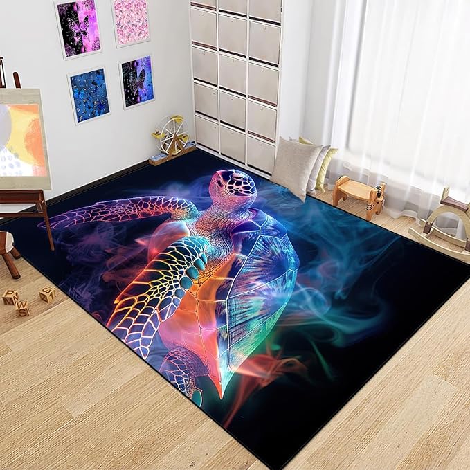 Sea Turtles Rugs for Kids - Sea Turtle Area Rugs for Kids 3'×5' Ocean Life Turtles Carpet