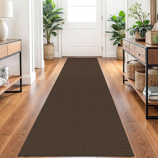Braided Runner Rug 2x10 Ft Washable Runners for Hallways Non Slip Rubber Backed Kitchen Runners Cotton Long Entryway Runner Indoor, Woven Carpet for Hall Kitchen Entryway, Brown