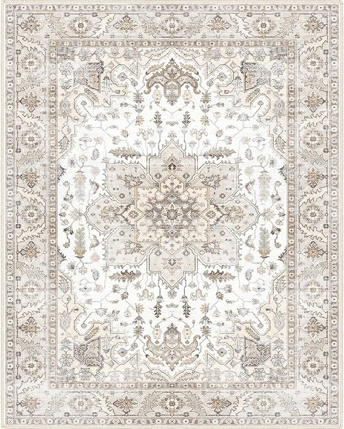 9x12 Area Rugs, Machine Washable Area Rugs for Living Room Non Slip Backing Rugs for Bedroom, Vintage Printed Home Decor Large Area Rug…