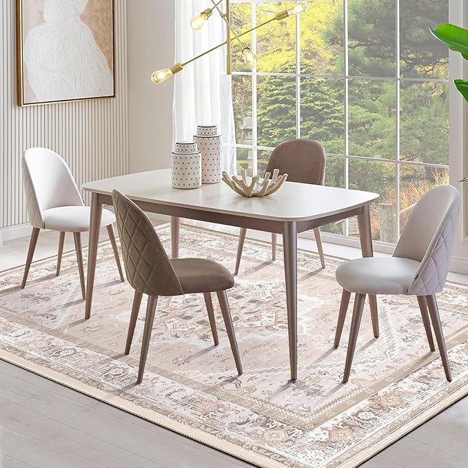 BESTSWEETIE 3x5 Area Rugs for Living Room Washable Non Slip Carpet Low Pile Soft Vintage Print Pattern Rug for Bedroom Dining Room Kitchen Entryway Indoor-Light Pink