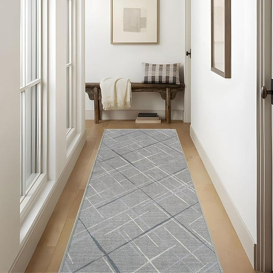 Runners for Hallways Kitchen Runner Rug Non Slip 2x6 Washable Runner Rugs No Pile Tear and Stain Resistance, Hand Woven Style Thin Runners for Hallways Kitchen Laundry Bathroom- Dark Gray