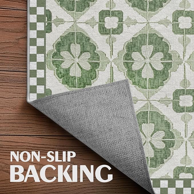 Bathroom Mat Four Leaf Clover Botanical Rugs Sage Green Leaf Modern Machine Washable Soft Plush Rug Carpet Non Slip Area Rug for Entryway Kitchen Living Room Bedroom Dining Room Home 20x31.5 Inch