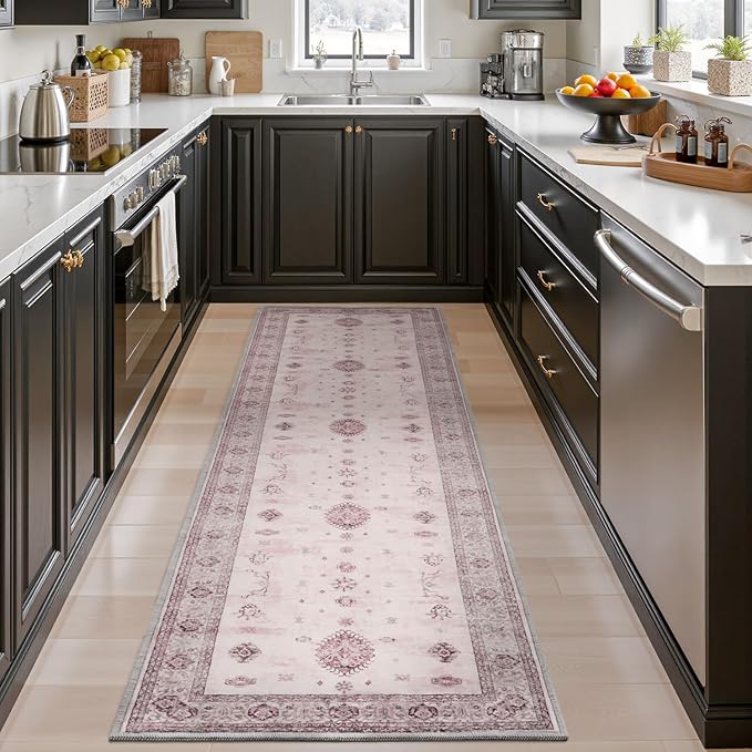 AMOAMI Vintage 2X6 Runner Rug Non Slip Soft Runners for Hallways Machine Washable Hallway Runner Bedside Rugs for Bedroom Long Rug for Hallways Entryway Laundry Room Kitchen Bathroom