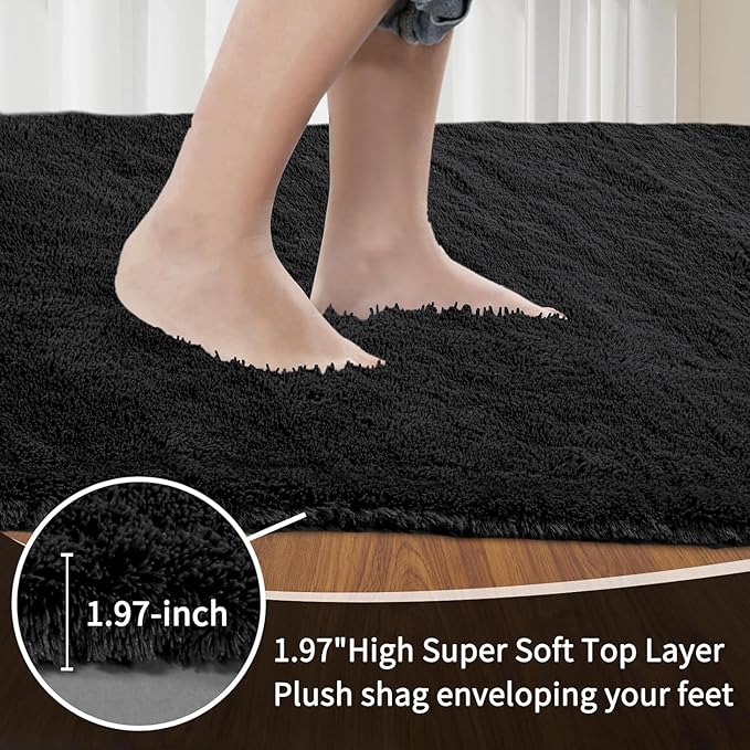 Sour Lemon 10x14 Area Rugs for Bedroom, Fluffy Rugs for Living Room, Large Area Rug Shag Shaggy Carpet Soft Plush Furry Bedside Rug, Machine Washable Area Rugs for Kids Girls Boys Home Decor Anti Slip