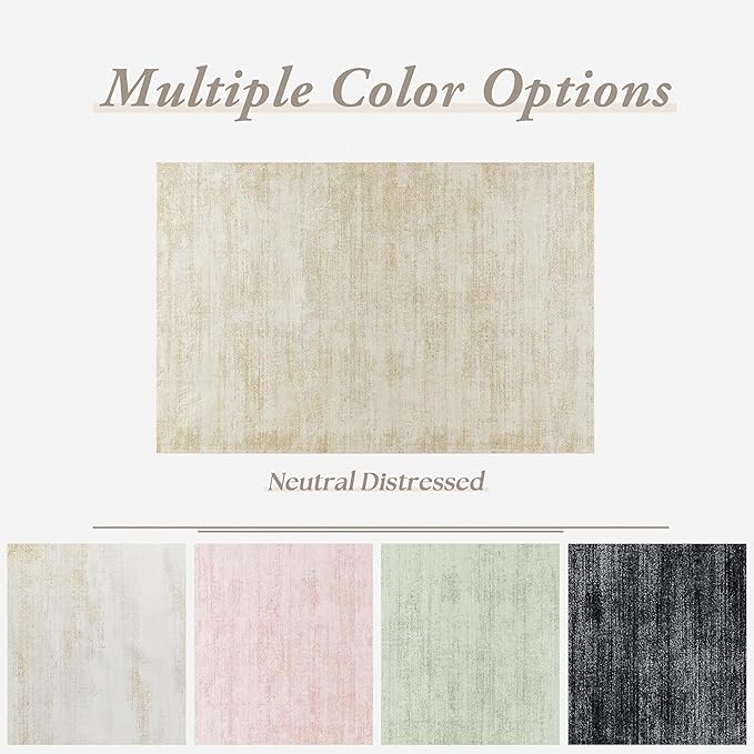 Small Bathroom Rugs,Washable Non Slip Neutral Boho Abstract Modern Farmhouse Area Rugs for Bedroom,3x5,Tan Beige