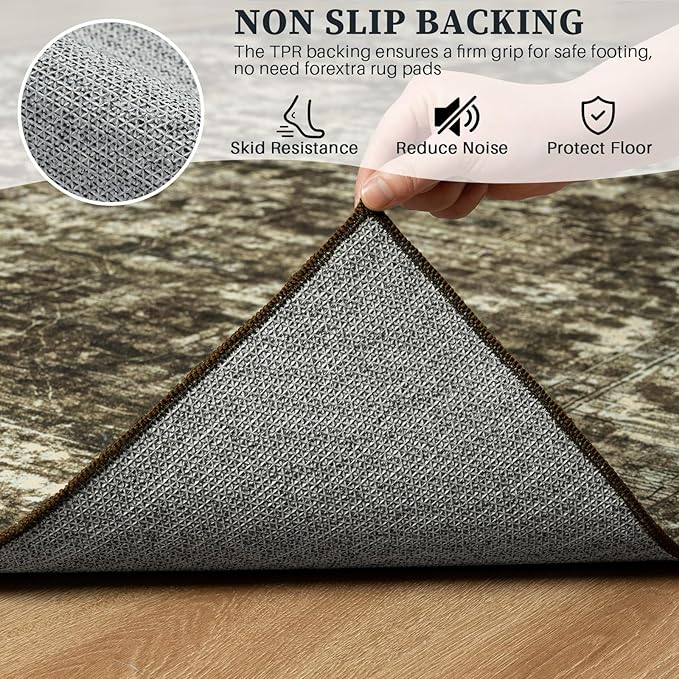 5x8 Non Slip Area Rug, Modern Soft Rugs for Living Room Machine Washable Easy Clean, Kids Pet Friendly Non Shedding, Comfortable for Bedroom Dining Room Kitchen Home Office Floor