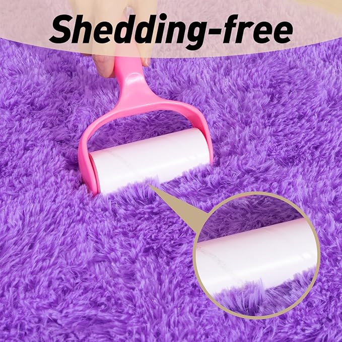 2x3 Rugs for Bedroom, Fluffy Area Rugs for Living Room, Soft Shag Kids Rug Small Carpet with 4 Non-Slip Rug Pads (Purple, 2ft x 3ft)