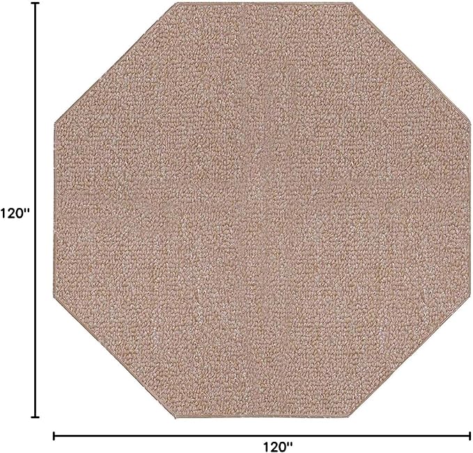 Ambiant Broadway Collection Pet Friendly Indoor Outdoor Area Rugs Beige - 10' Octagon, Stain & Fade Resistant, Easy Care, Pet & Kids Friendly, Made in USA, Perfect for Weddings & Everyday Use!