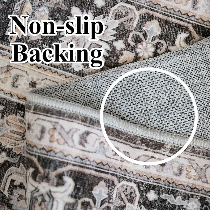 3x12 Runner Rug Hallway - Non Slip Washable Runners Soft Low Pile Long Rugs Oriental Neutral Hall Carpets Ultra Thin Indoor Farmhouse Floor Mat Stain Resistant Waterproof Throw Rug - 3x12 Grey