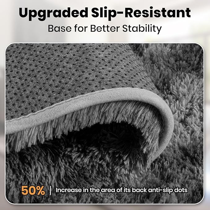 Zentavio Area Rugs for Living Room 4x6 Rugs for Bedroom Carpet Fluffy Fuzzy Soft Shag Aesthetic Plush High Pile Gray Throw Rug for Nursery Kids Room Dorm Marble Grey