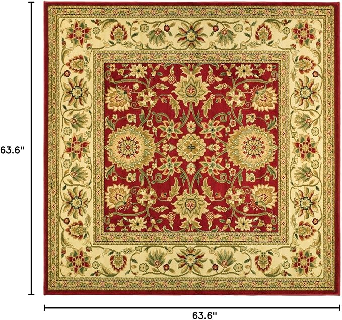 SAFAVIEH Lyndhurst Collection 5'3" Square Red / Ivory LNH212F Traditional Oriental Non-Shedding Living Room Bedroom Area Rug
