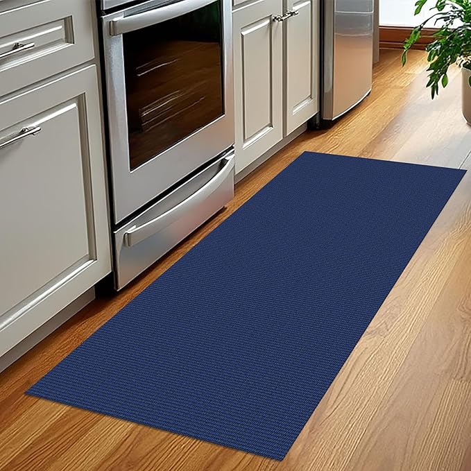 KOZYFLY Washable Runner Rug 2x5 Ft Runners for Hallways Throw Rug with Rubber Backing, Braided Cotton Entryway Runner Indoor, Carpet Runners for Hallway Kitchen Entryway Bedroom, Navy/Dark Navy