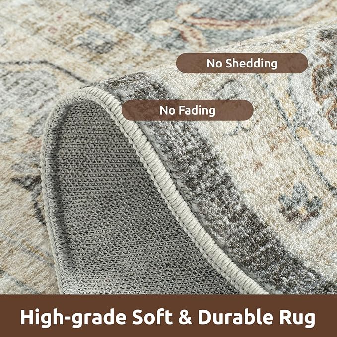 AMOAMI-3X5 Area Rug-Soft Washable Rug for Living Room Bedroom -Non Slip Entryway Rug-Indoor Vintage Throw Rug Accent Rug for Living Room Laundry Room Kitchen Bathroom Bedside Aqua