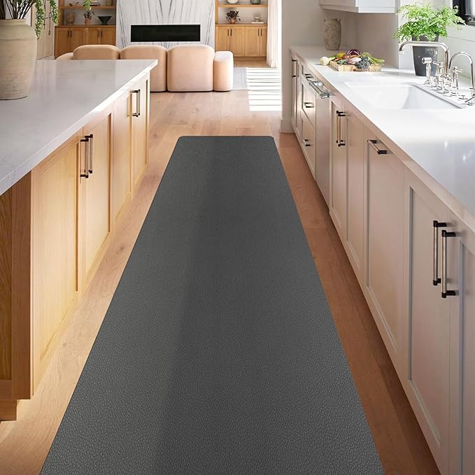Runner Rug for Hallways Kitchen, 2'x8' Leather-Look Waterproof Vinyl Entryway Floor Mat, Washable Comfort Standing Mat for Bedroom, Bathroom, Laundry Room