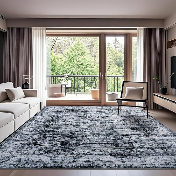 5x8 Non Slip Area Rug, Modern Soft Rugs for Living Room Machine Washable Easy Clean, Kids Pet Friendly Non Shedding, Comfortable for Bedroom Dining Room Kitchen Home Office Floor - Gray