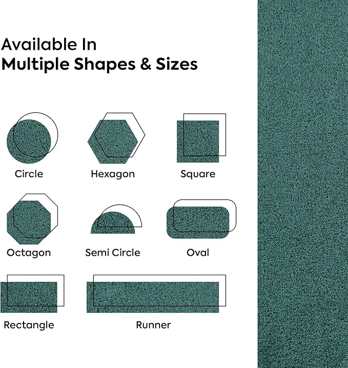 Furnish my Place Modern Plush Solid Color Rug - Teal, 3' x 10', Pet and Kids Friendly Rug. Made in USA, Area Rugs Great for Kids, Pets, Event, Wedding