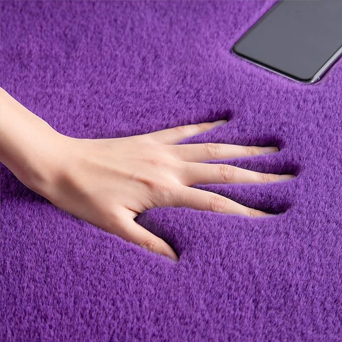Ashler Faux Fur Rug, Ultra Soft Faux Rabbit Fur, Purple Area Rugs, 3 x 5 Feet Rectangle, Machine Washable Nursery Decor Throw Rugs for Bedroom, Kids Room, Living Room