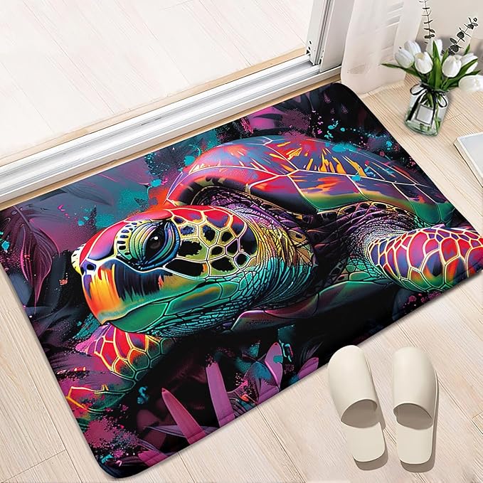 Sea Turtles Rug - Seafloor Turtle Area Rug for Kids Colorful Ocean Life Turtles Carpet Rugs for Bedroom Living Room Kids Room Decor, 35 in x 23 in