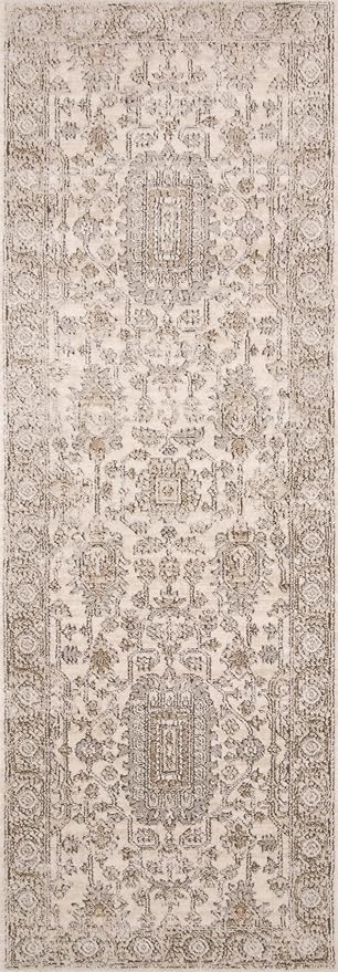 Loloi II Teagan Collection TEA-03 Ivory/Sand 3'-4" x 5'-7", .25" Thick, Accent Rug, Soft, Durable, Neutral, Woven, Low Pile, Non-Shedding, Easy Clean, Living Room Rug